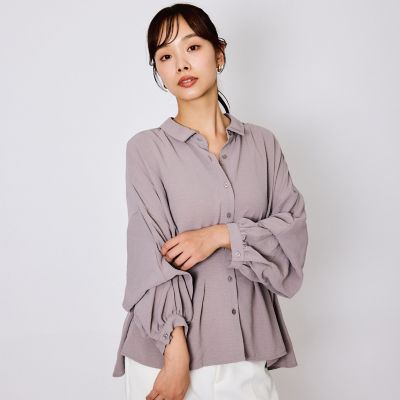 ＜QUEENS COURT（Women）＞スリーブ２ＷＡＹウエストタックブラウス≪洗濯機で洗える≫