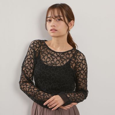 ＜QUEENS COURT（Women）＞コードラッセルレースプルブラウス≪手洗い可能≫