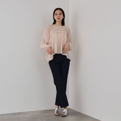 【極美品】R&D.M.Co- ピンク ギャザースモック　ブラウス トップス DELAVEダブルギャザースモックブラウス | QUEENS COURT（Women