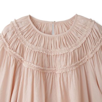 【美品】ラフアトゥール Roughatour ギャザースモックブラウス コットン DELAVEダブルギャザースモックブラウス | QUEENS COURT (Women トップス