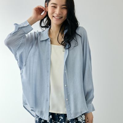 ＜QUEENS COURT（Women）＞レーヨンデニムドルマンブラウス