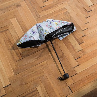 【晴雨兼用】ボタニカルフラワー折りたたみ傘ホワイト（ＵＶ９９．８％カット）