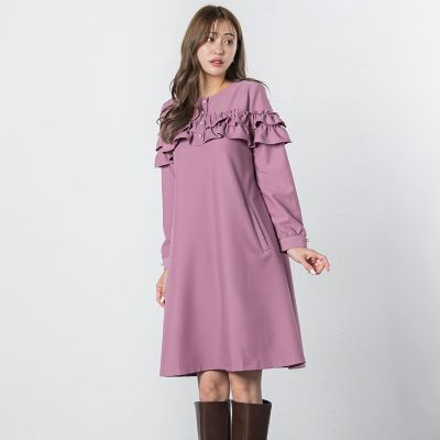 ＜QUEENS COURT L（Women/大きいサイズ）＞【大きいサイズ】フリルミニワンピース≪洗濯機で洗える≫
