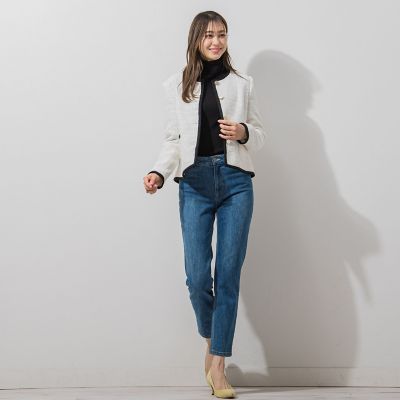 大きいサイズ】【WEB別注】配色ツィードパイピングジャケット