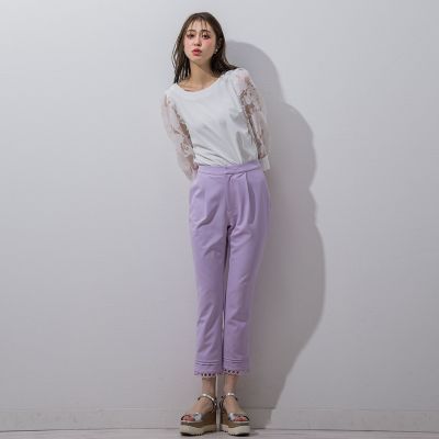 【大きいサイズ】袖シアーラインフラワープルオーバー≪手洗い可能／セットアップ対応≫