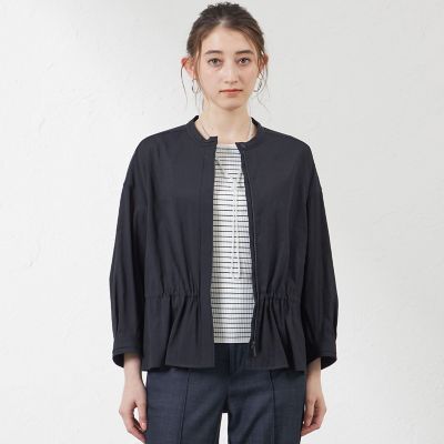 ＜AMACA (Women)＞ナチュラルドライオーガンジーバンドカラーシャツジャケット