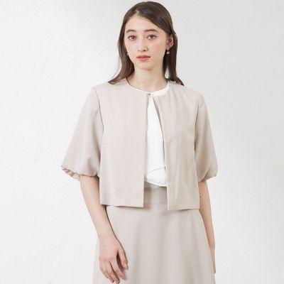 ＜AMACA (Women)＞リネンライクポリエステルバルーンスリーブジャケット