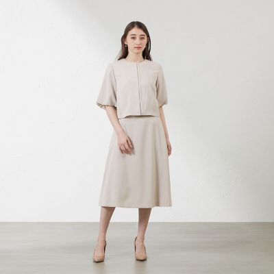 Heve アイボリー サテン バルーンスリーブ ジャケット バルーンスリーブジャケット【BOURGE】 | Leilian plus house