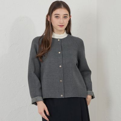 ＜AMACA (Women)＞梳毛リバーノーカラーショートコート