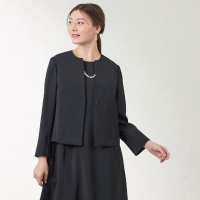 ＜AMACA (Women)＞リネンライク　キーネックジャケット