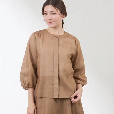AMACA★美品★三陽商会 セルメタルオーガンジー　ノーカラージャケット セルメタルオーガンジー ライトアウター | AMACA (Women)/アマカ