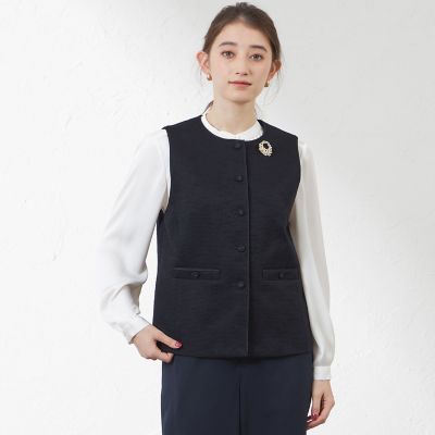 ＜AMACA (Women)＞綿スラブニットツイードジレ