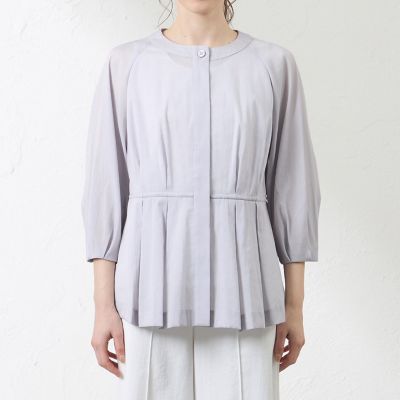 DRAWER コットンオーガンジー ノーカラーシャツ ナチュラルドライオーガンジー ノーカラー羽織シャツ | AMACA (Women