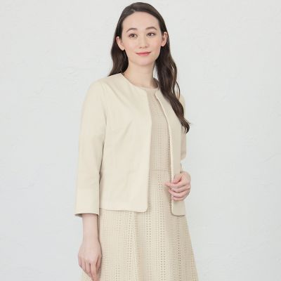 ＜AMACA (Women)＞ＴＥＸＢＲＩＤ（Ｒ）トリコットノーカラージャケット