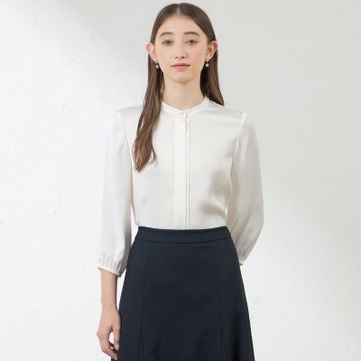 ＜AMACA (Women)＞ブライトストレッチフロントタックブラウス