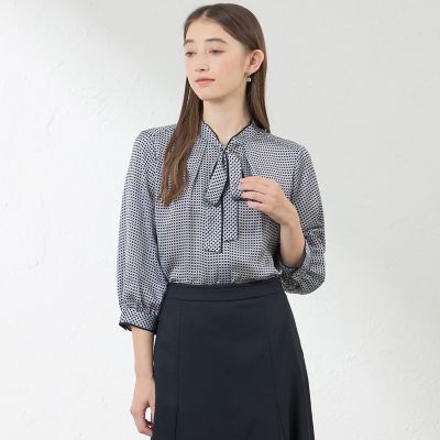 ＜AMACA (Women)＞アバカスドットプリントボウタイブラウス