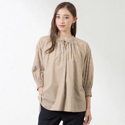 先染めストライプギャザーブラウス | AMACA (Women)/アマカ | 三越