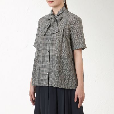 グレンチェックボウタイブラウス AZUL BY MOUSSY | チェックボウタイブラウス (シャツ・ブラウス