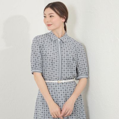 ＜AMACA (Women)＞ダイヤプリント　ブラウス