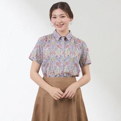 ＜AMACA (Women)＞【ＬＩＢＥＲＴＹ】ＫＥＮＳＩＮＧＴＯＮ　ＰＡＲＫ　シャツカラーブラウス