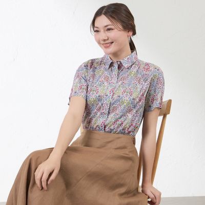 LIBERTY】KENSINGTON PARK シャツカラーブラウス