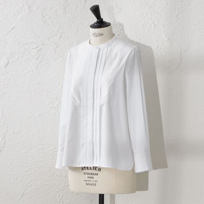 ＜AMACA (Women)＞【ＡＴＥＬＩＥＲ　ＣＯＬＬＥＣＴＩＯＮ】　ストレッチブロードビブヨークブラウス