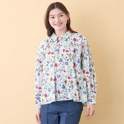 美品✨　定価7万　シルク　コットン　ブラミンク 花柄 ブラウス　ギャザー M LIBERTY】MEADOW MUSE ギャザーブラウス | AMACA