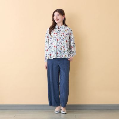 24SS 新品　HUG Ō WäR　LIBERTY　ギャザープルオーバーブラウス LIBERTY】MEADOW MUSE ギャザーブラウス | AMACA