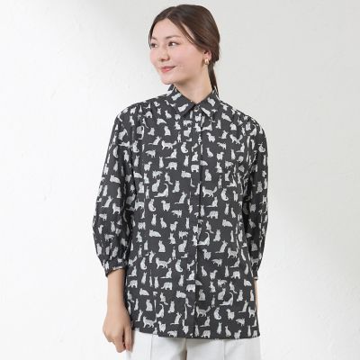 ＜AMACA (Women)＞【ＬＩＢＥＲＴＹ】Ｍｅｏｗ　タナローンチュニックブラウス