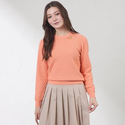 ＜AMACA (Women)＞バルキーストレッチ編み柄ニット