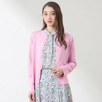 ＜AMACA (Women)＞コットンシルク　クルーネックカーディガン