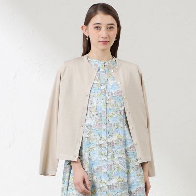 ＜AMACA (Women)＞コットンシルクラメ　クルーネックカーディガン