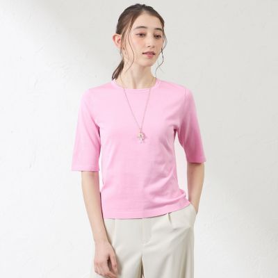 ＜AMACA (Women)＞コットンシルク　クルーネックプルオーバー