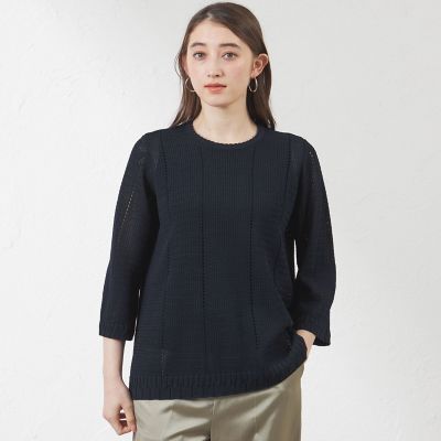 ＜AMACA (Women)＞ケーブル柄Ａラインチュニックニット