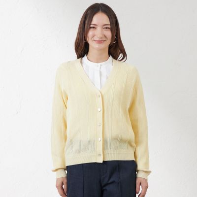 ＜AMACA (Women)＞ドライコットンコードＶネックカーディガン