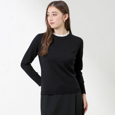 【新品】AMACA レース襟ニット ブラック レース襟ニット | AMACA (Women)/アマカ | 三越伊勢丹オンラインストア