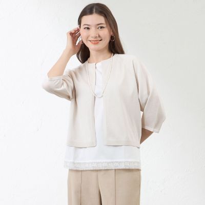 【最終価格大幅値下げ】45R でこぼこニットソーのボレロ グレー 今季完売 接触冷感】シアーニットボレロ | AMACA (Women)/アマカ | 三越伊勢丹