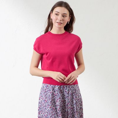 ＜AMACA (Women)＞シャイニーコットン混プルオーバー