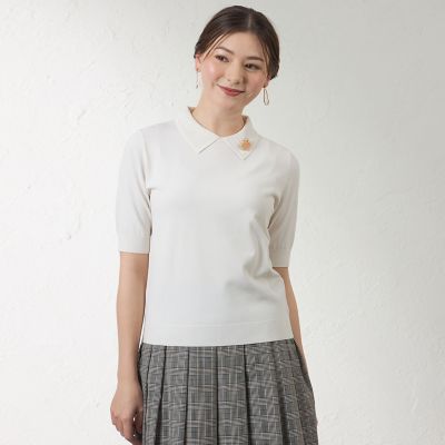＜AMACA (Women)＞【接触冷感・ＵＶ対策】ライトレーヨンストレッチ　ポロ衿プルオーバー