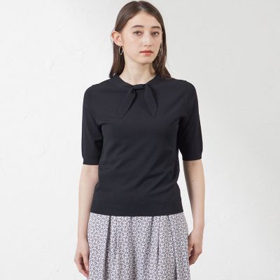 ＜AMACA (Women)＞ライトレーヨンストレッチリボンニットプルオーバー