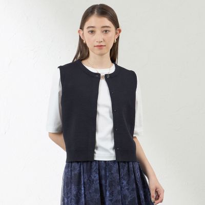 ＜AMACA (Women)＞ペーパーヤーンショートニットベスト