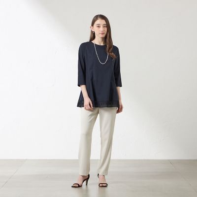 【アマカ】未使用 45%以上OFF セルローススムースレースコンビカットソー アマカ】未使用 45%以上OFF セルローススムースレースコンビカットソー