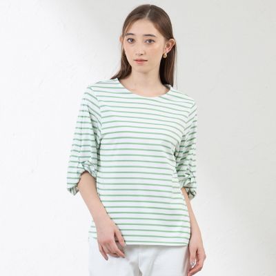 ＜AMACA (Women)＞ギザコットンボーダーカットソー