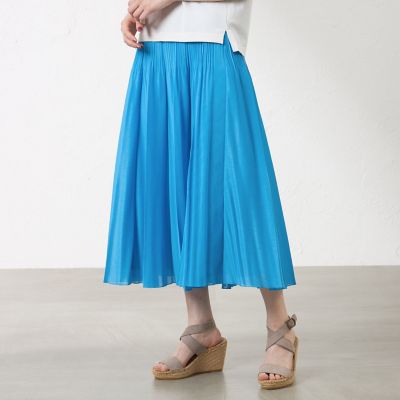 （お値下げ）Mark&Lona プリーツスカート Lサイズ　美品　ライトブルー セルメタルオーガンジー プリーツスカート | AMACA (Women)/アマカ