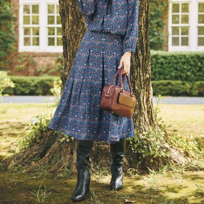 ＜AMACA (Women)＞【ＬＩＢＥＲＴＹ】Ｖｉｎｅ　Ｔｈｉｅｆ　バックサテンジョーゼットスカート