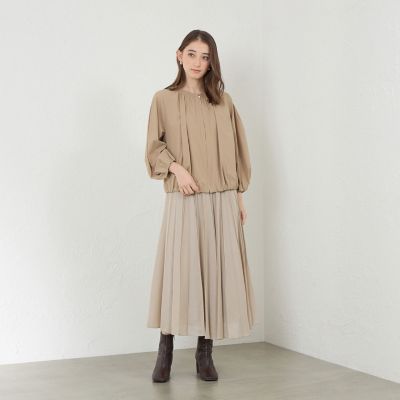 m*a様 新品　アナスイミニ 無地プリーツ スカパン　160 ベージュ スパンローン プリーツスカート | AMACA (Women)/アマカ | 三越伊勢丹