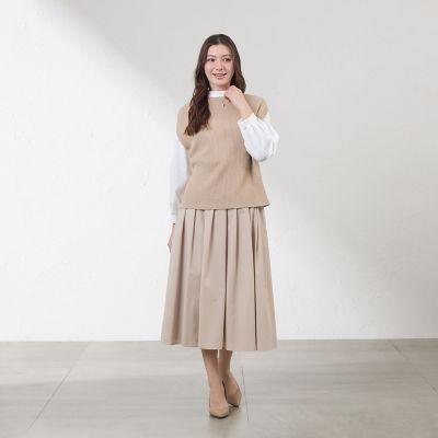 TEXBRID（R）×ダントツ撥水（R）】タックフレアスカート