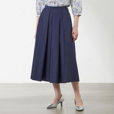 ＜AMACA (Women)＞シャンブレー　タックフレアスカート