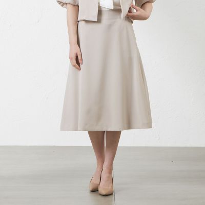 ＜AMACA (Women)＞リネンライクポリエステルフレアスカート