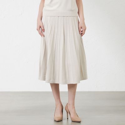 ＜AMACA (Women)＞ライトレーヨンストレッチアイレット柄ニットスカート